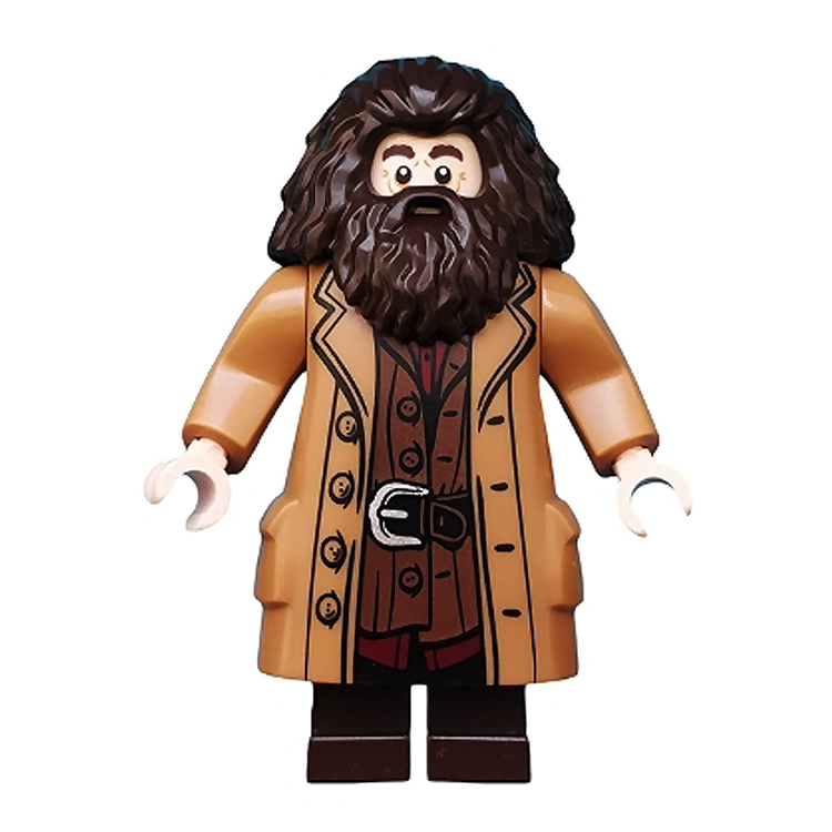 LEGO Harry Potter Rubeus Hagrid Minifigure with Medium Nougat Topcoat (2019 Edition) - Collectible Toy for Fans, Gift for Kids, Perfect for Display & Play Scenes