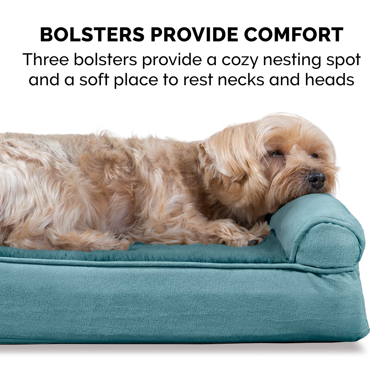 Furhaven Orthopedic Memory Foam Dog Bed for Large Dogs - Washable Removable Cover & Bolsters - Plush Suede Sofa Style - Supports Up to 95 lbs - Perfect for Living Room, Bedroom or Crate - Jumbo/XL Size