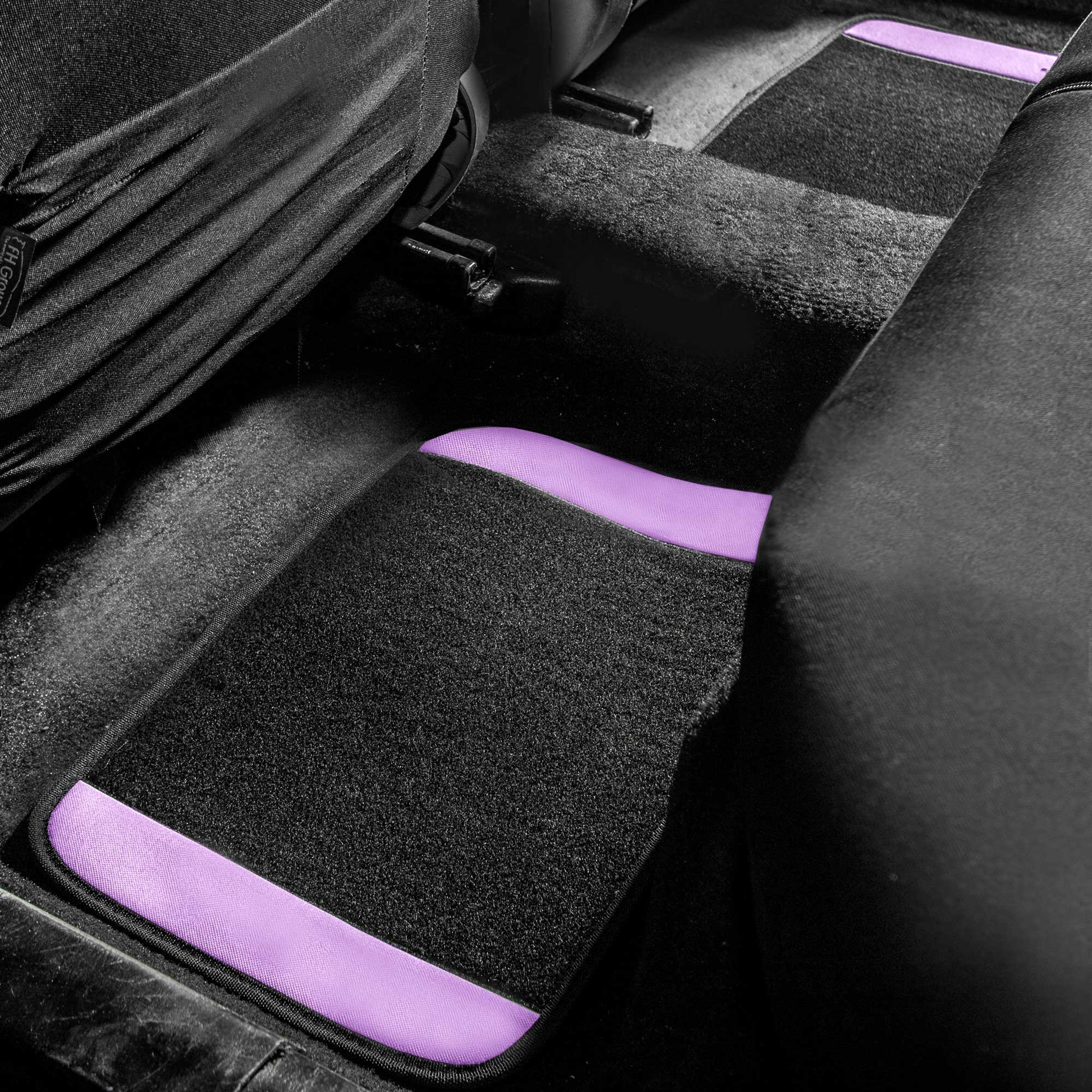 TLH Light Breezy Purple Car Seat Covers Full Set - Airbag Compatible, Carpet Floor Mats & Interior Accessories - Universal Fit for Cars, Trucks & SUVs | Perfect for Road Trips, Daily Commutes & Protecting Your Vehicle Seats