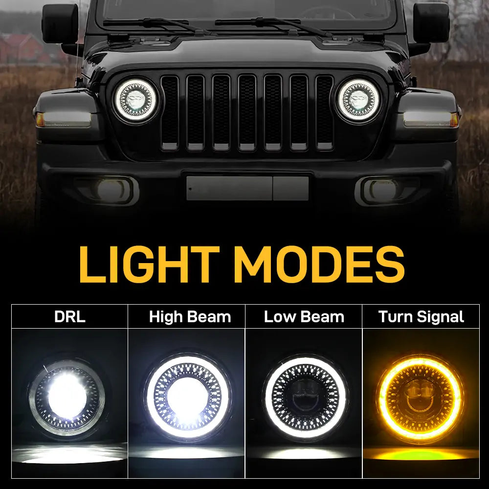 LOYO Dragon Eye LED Headlights with 9'' Bracket Ring & 4 Fog Lights for 2018+ Jeep Wrangler JL & Gladiator JT - Off-Road Adventure & Night Driving Upgrade