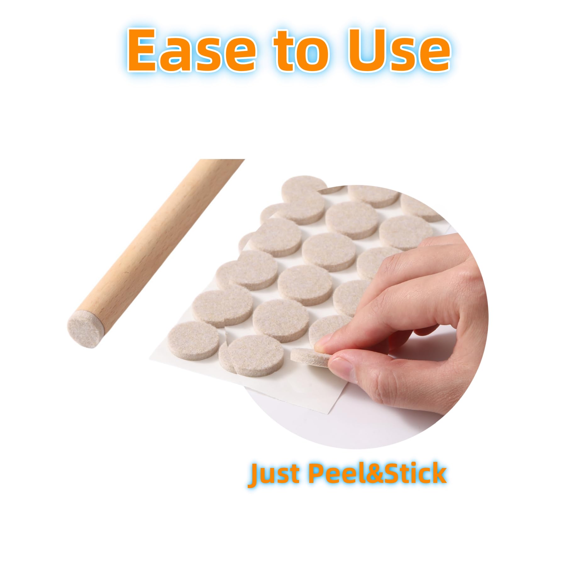 Furnigear 96-Pack Self-Adhesive Felt Furniture Pads (3/4 Inch Round) - Hardwood Floor Protectors for Chairs, Tables & Furniture - Anti-Scratch, Noise Reduction & Smooth Sliding - Perfect for Home, Office & Moving Furniture
