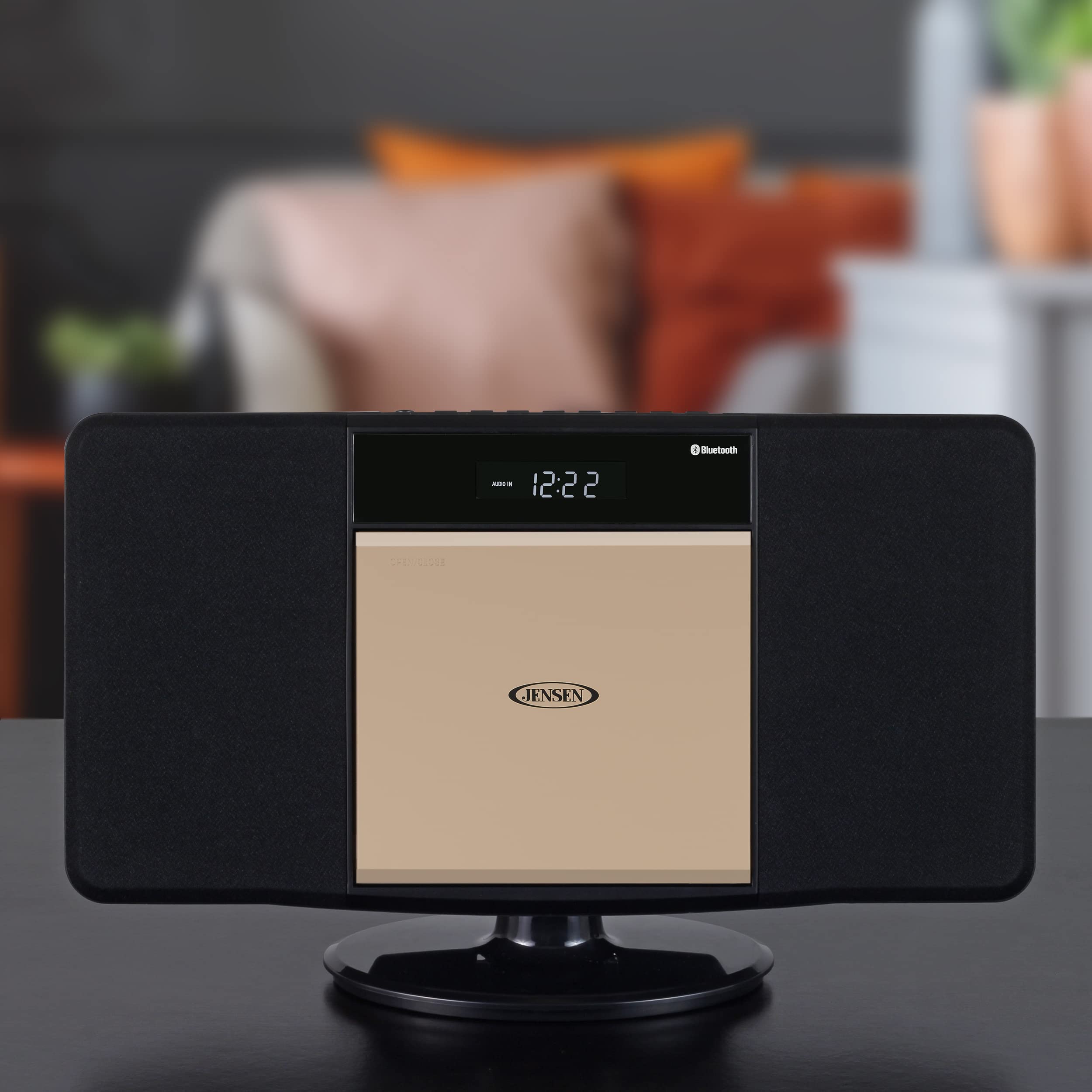 Jensen JBS-300 Champagne Gold Bluetooth Stereo System with CD/MP3/WMA Player, Wireless Streaming & USB Port | AM/FM Radio | Remote Included | Perfect for Living Room, Bedroom & Office Music Entertainment