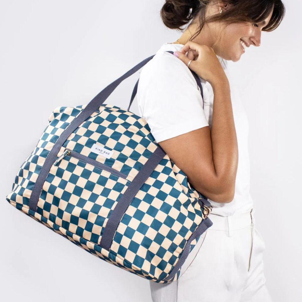 Kind Bag Weekend Duffel Holdall - Waterproof Checkerboard Pattern Gym Bag for Travel, Sports & Workout | Perfect for Gym, Overnight Trips & Weekend Getaways