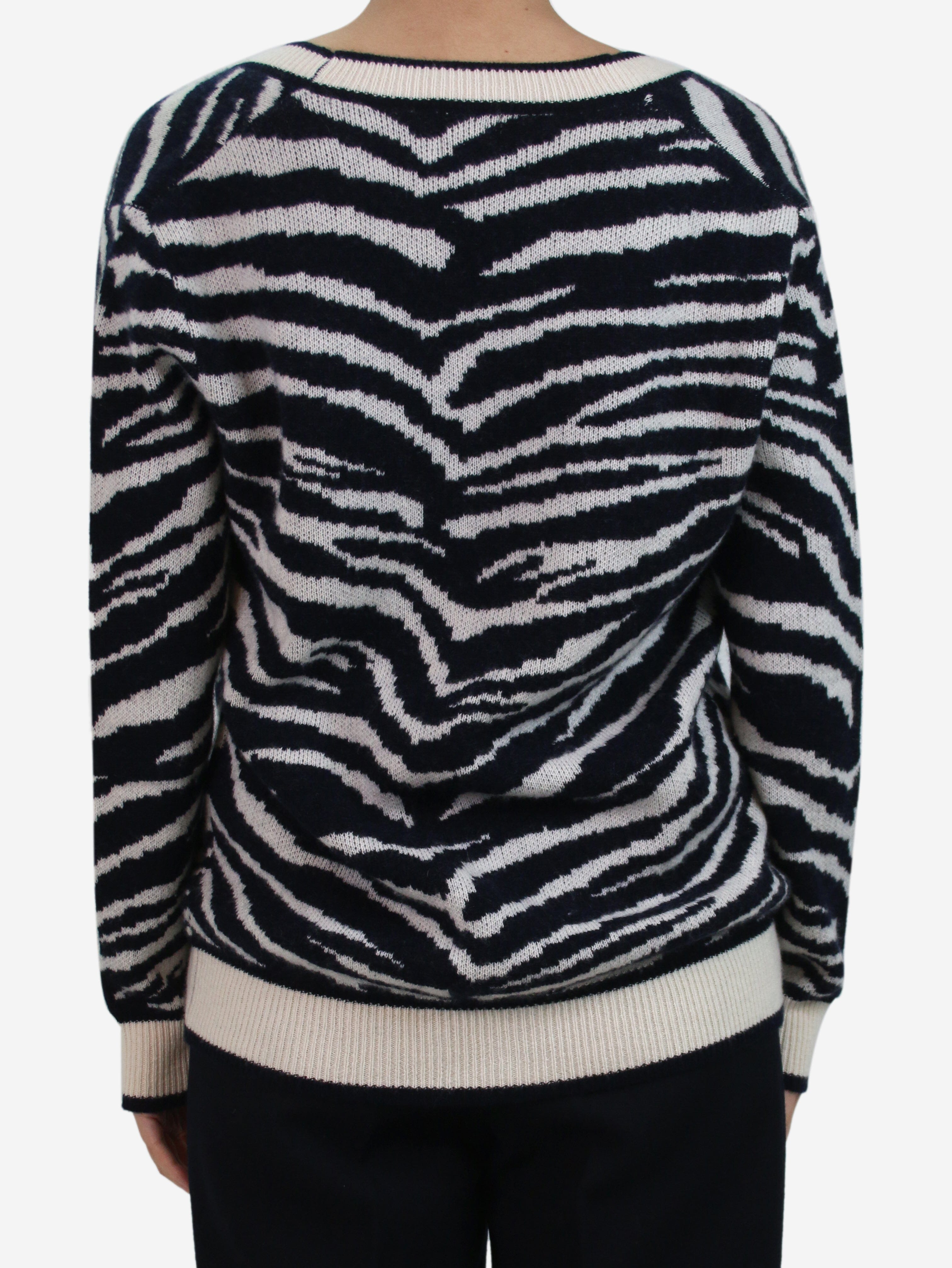Blue Zebra Patterned Cardigan for Women - Size S | Soft & Stylish Knit Sweater for Casual Wear, Office, or Date Night