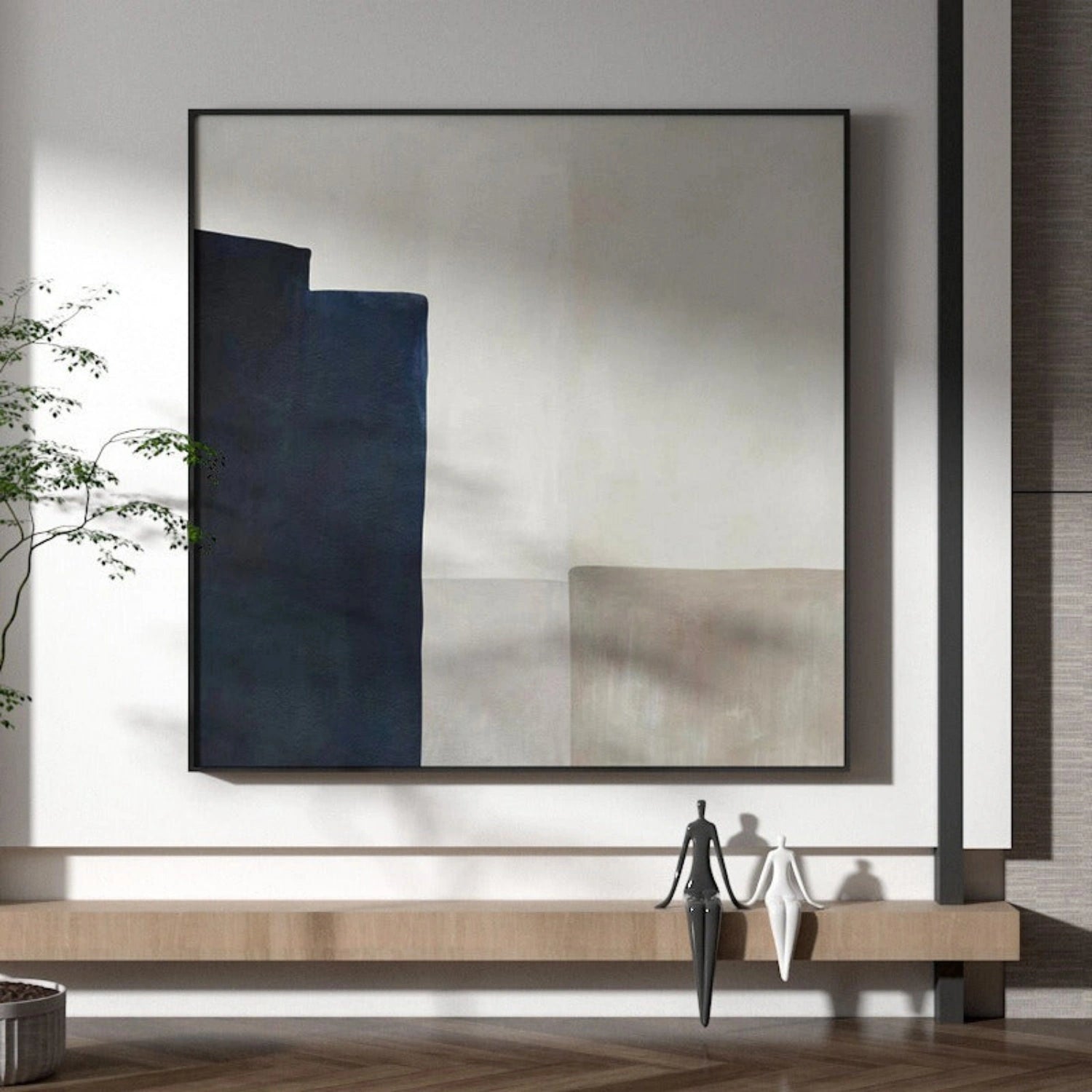 Abstract Tranquility Art Painting #WS256 - Modern Wall Decor for Living Room, Bedroom & Office - Calming Blue and White Canvas Artwork