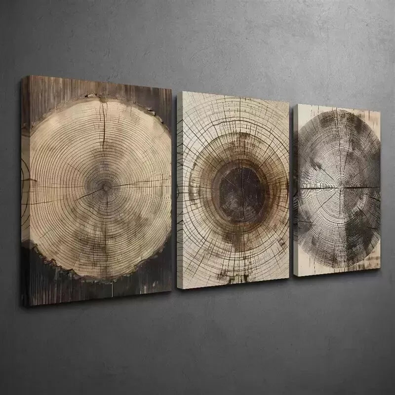 3-Piece Organic Wood Grain Texture Wall Art Set - Framed Canvas 50x70cm - High Quality Print - 100% Australian Made - Ready to Hang - Perfect for Living Room, Bedroom & Office Decor