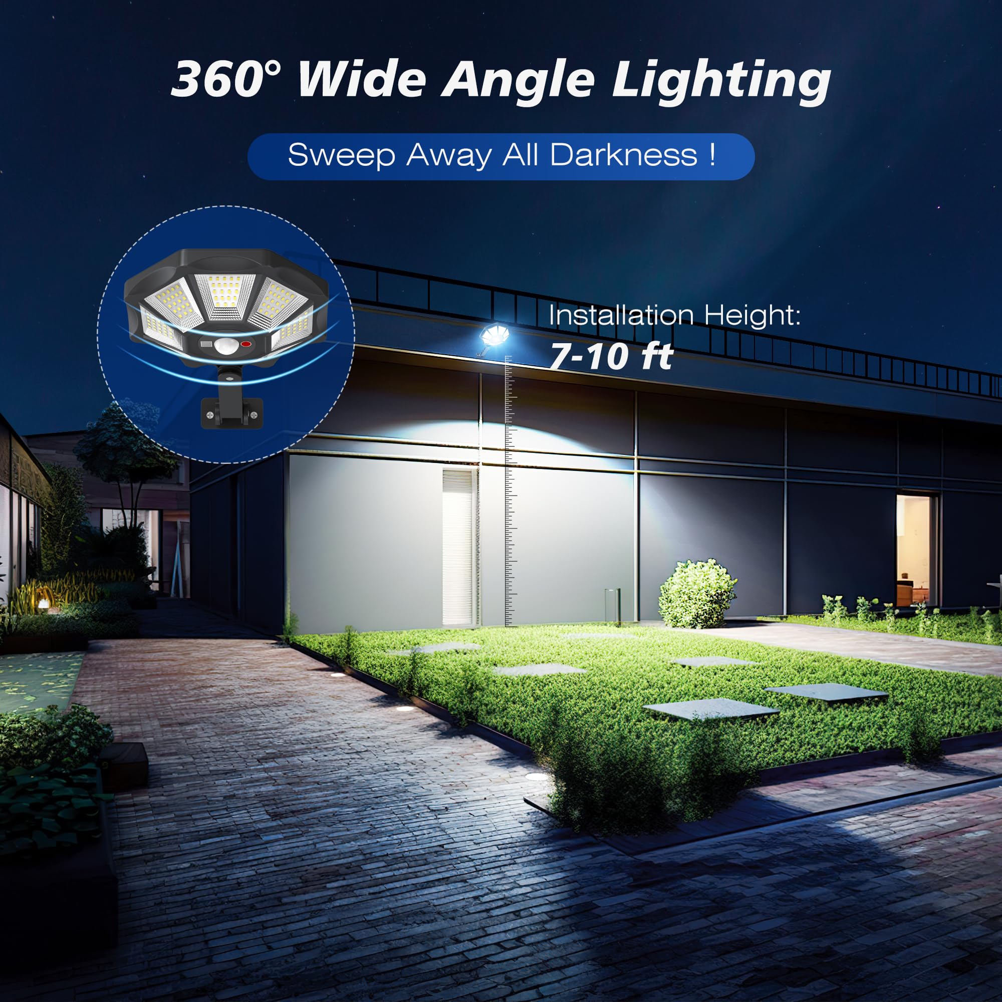 360° Wide Angle Solar Flood Lights Outdoor Waterproof - Super Bright LED Motion Sensor Security Lights with Remote, Dusk to Dawn Solar Street Lights for Yard, Garden, Pathway (4-Pack) - Perfect for Home, Patio & Driveway Lighting