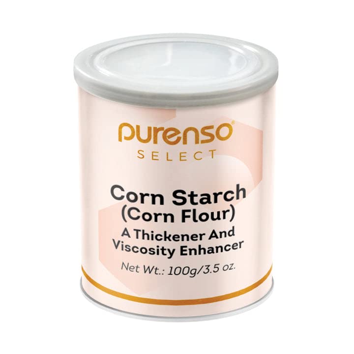 Purenso Select - Premium Corn Starch (Corn Flour) 100g | High Viscosity, Superior Absorbency, Film Forming & Skin Conditioning | Ideal for Baking, Cooking, DIY Beauty & Skincare Products