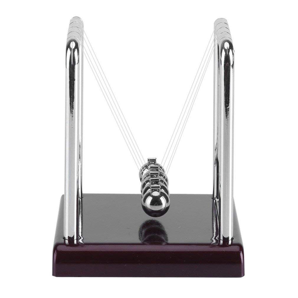 STY Newton's Cradle Balance Balls with Mirror Black Wooden Base - Fun Physics Desk Toy & Home Office Decor - Stress Relief Gadget for Work, Study or Meditation (Black)