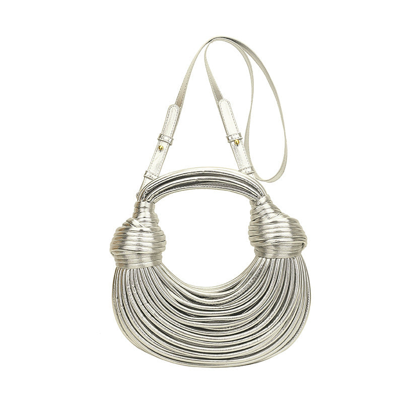 Vegan Leather Noodles Style Underarm Bag - Shiny Surface Tote & Crossbody Bag for Women | Perfect for Work, Travel, and Everyday Use
