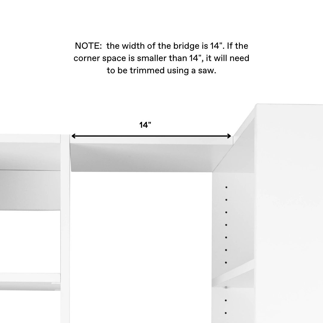 Vista Corner Bridge Shelf - Set of 2 Floating Wall Shelves for Bathroom, Kitchen, or Living Room Storage and Decor