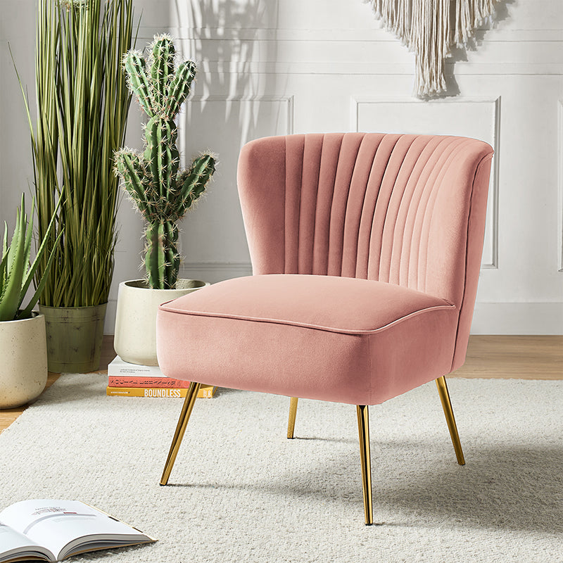 Lola Velvet Side Chair - Modern Upholstered Accent Chair for Living Room, Bedroom & Office - Soft Velvet Fabric with Sturdy Wooden Legs - Perfect for Dining, Lounge & Home Decor