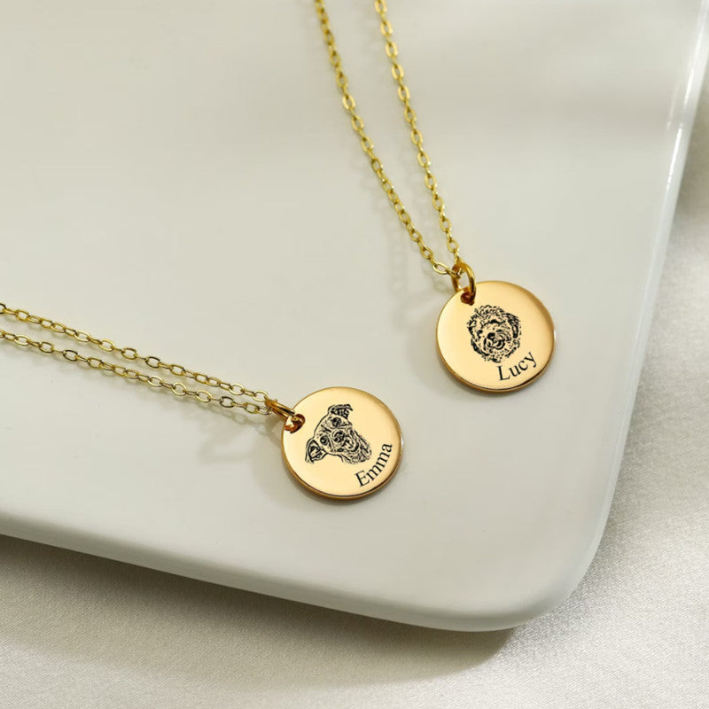 Personalized Pet Photo Disc Pendant Necklace - Custom Engraved Memorial Jewelry for Dogs & Cats - Perfect Gift for Pet Lovers, Anniversary & Special Occasions | XL5117