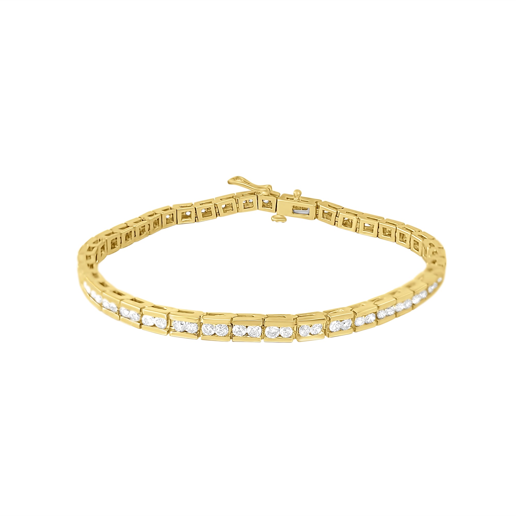 2.54CT Channel Set Diamond Tennis Bracelet - 14K Yellow Gold Jewelry for Women | Perfect for Weddings, Anniversaries & Special Occasions