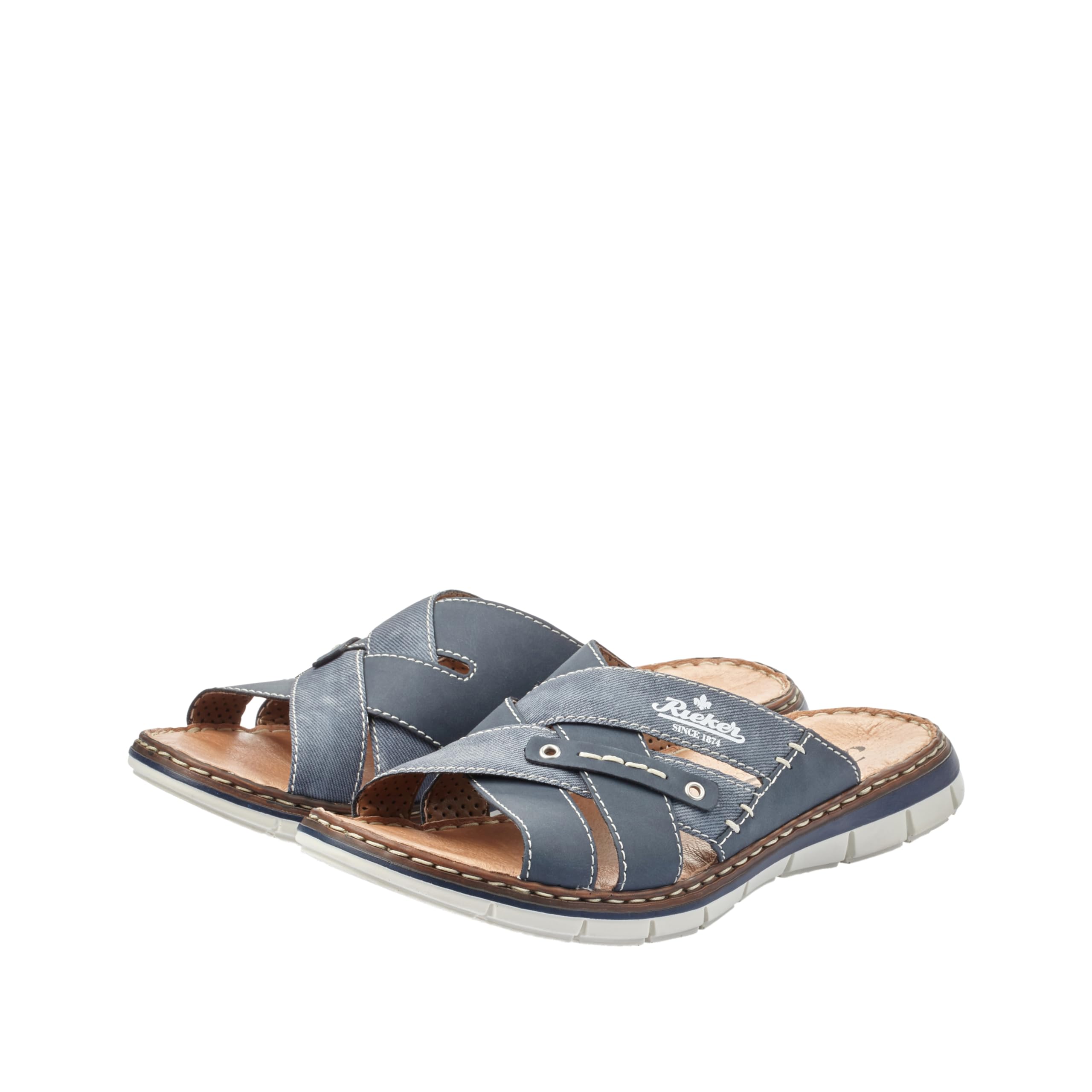 Rieker Men's Comfortable Slip-On Mules - Soft Leather Casual Shoes for Indoor & Outdoor Wear - Perfect for Home, Office, and Travel