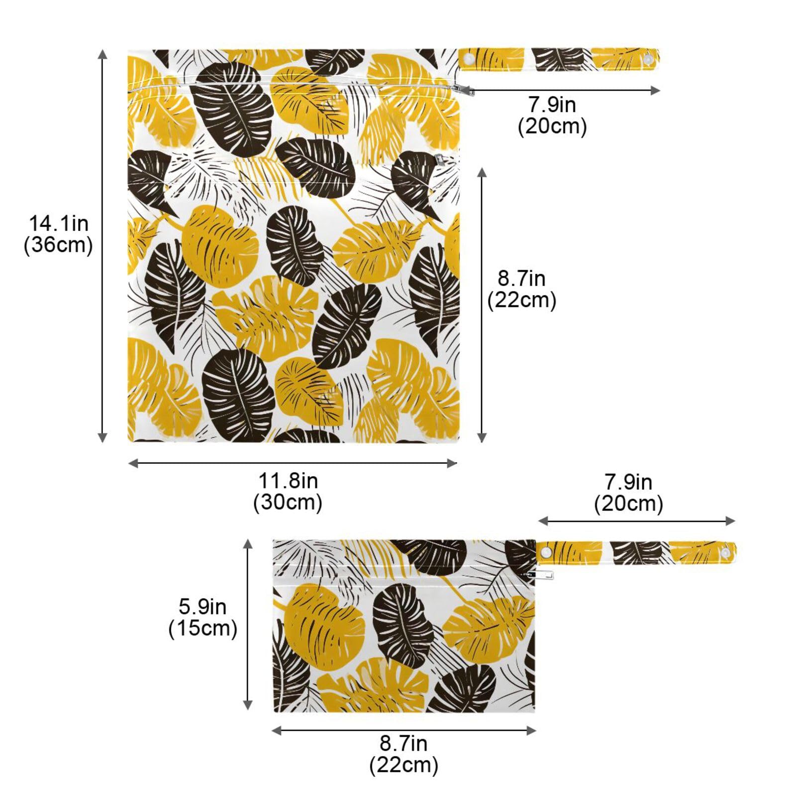 **Waterproof Wet Dry Bag Set of 2 - Tropical Leaves Design for Diapers, Swimwear & Gym Clothes | Beach, Travel & Pool Essentials**