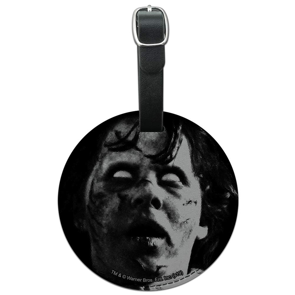 The Exorcist Regan Round Leather Luggage Tag - Vintage Horror Movie Inspired Carry-On ID Tag for Suitcases & Travel Bags - Perfect for Halloween, Horror Fans & Travel Enthusiasts