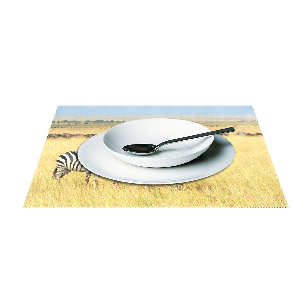 Zebra Print Africa Themed Placemats - Set of 6 Heat-Resistant Washable Polyester Table Mats for Kitchen & Dining Room Decor | Perfect for Safari Parties, African Home Decor, and Everyday Meals