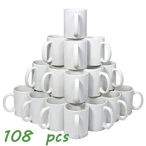 Premium 11oz Ceramic Sublimation Coffee Mug - White Bulk Pack of 108 (White Box Packaging) - Ideal for Custom Printing, Corporate Gifts, Promotional Events & Home/Office Use