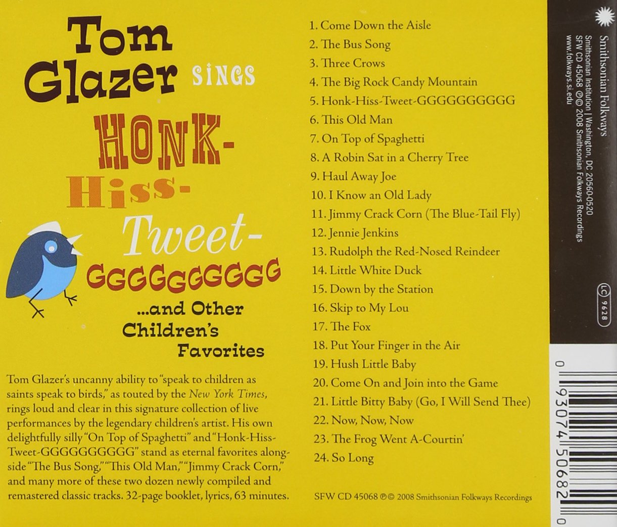 Tom Glazer Sings Honk-Hiss-Tweet-GGGGGGGGGG & Other Classic Children's Songs - Fun Kids Music for Playtime, Learning & Family Bonding