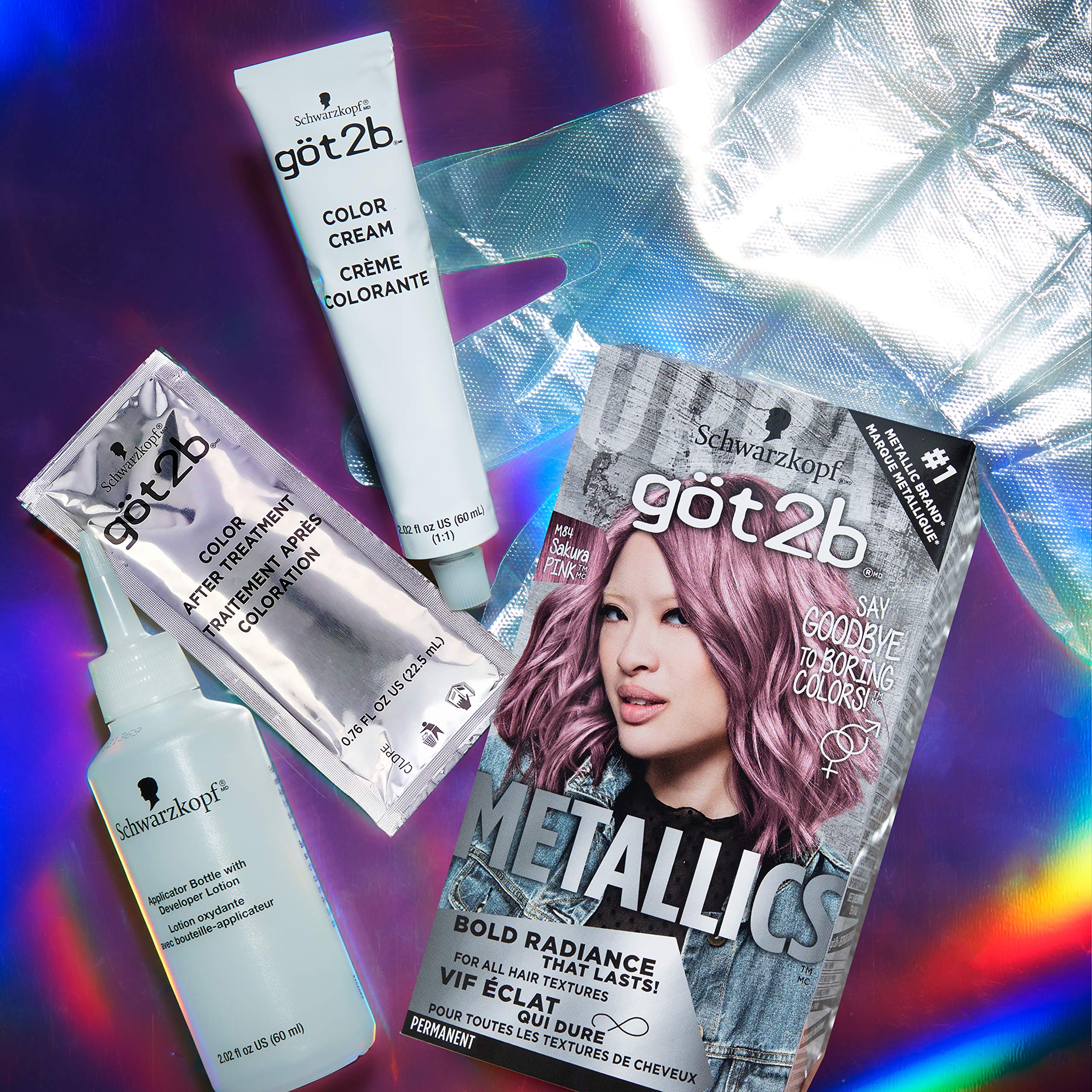 Got2b Metallics Permanent Hair Color - M84 Sakura Pink | Vibrant Long-Lasting Dye for Bold Looks | Perfect for Parties, Cosplay & Creative Styling