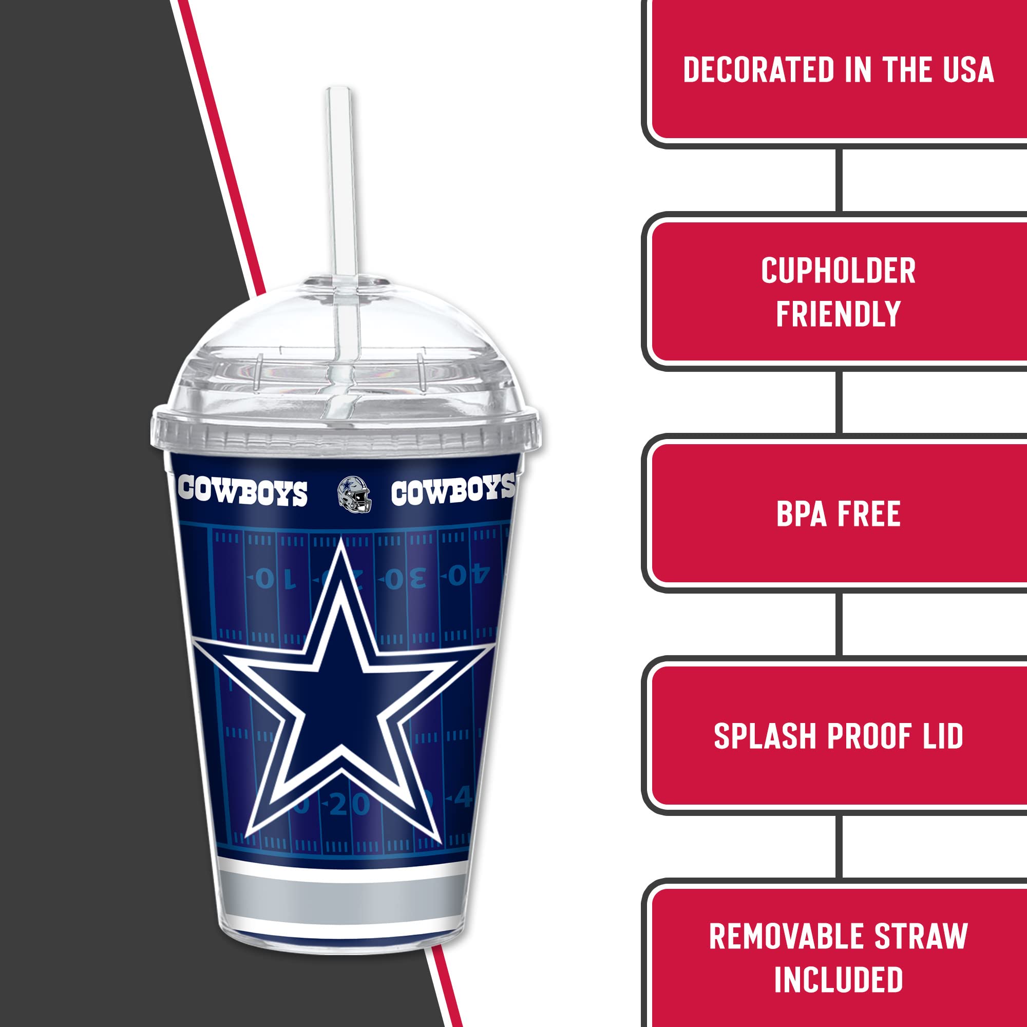 NFL Team Color 12oz Plastic Tumbler with Laser Engraving - Official Licensed Youth Football Cup for NFL Fans - Perfect for Game Day, Tailgating & School Drinks