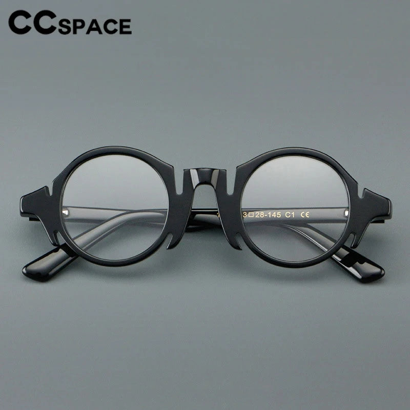 CCspace Women's Full Rim Round Acetate Eyeglasses Frame 303370 - Stylish & Lightweight for Work, Reading & Everyday Wear