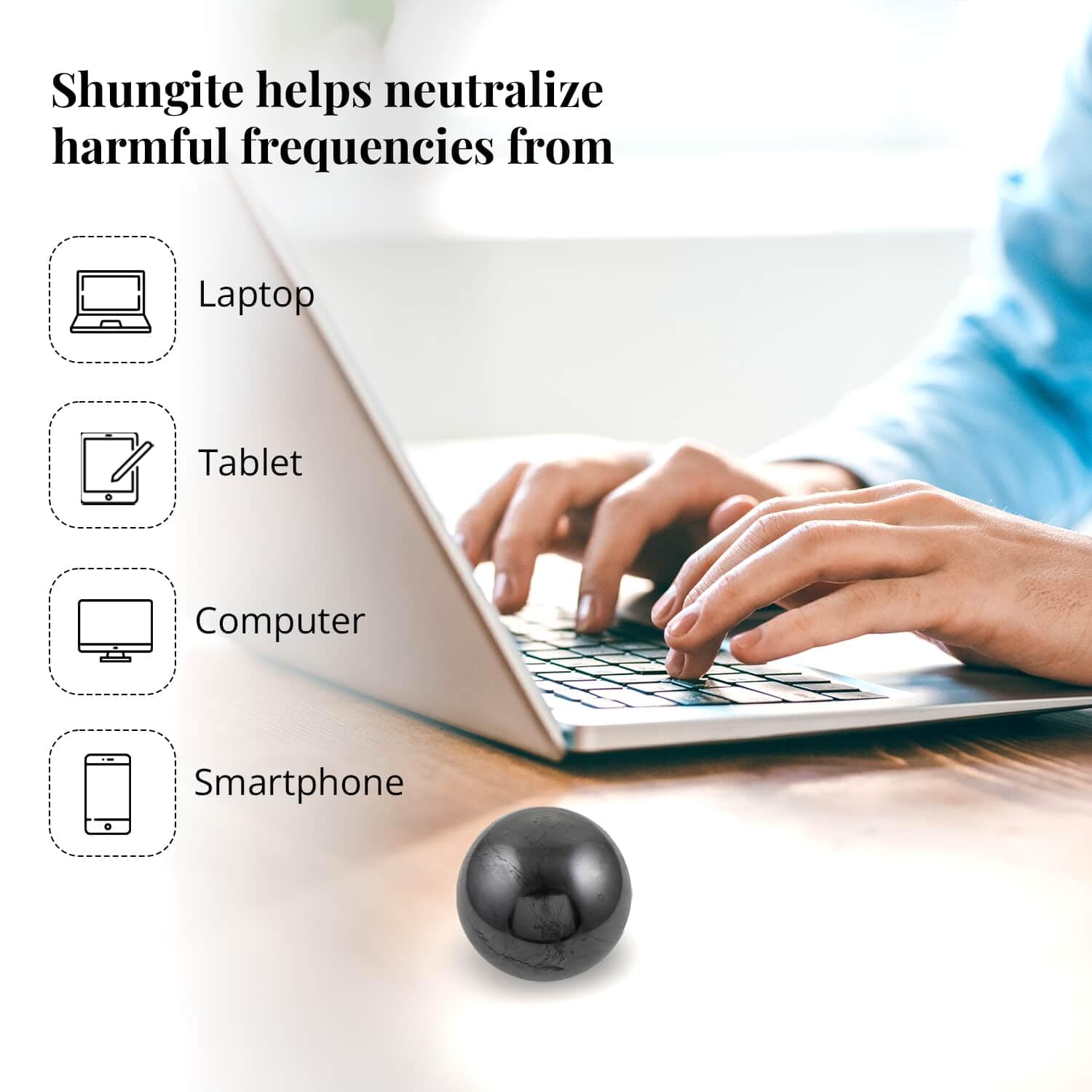 Shop LC Natural Shungite Sphere - 100mm (Approx. 10886 Ct) for Home & Office Decor | Feng Shui Healing Stone, EMF Protection, Meditation Aid