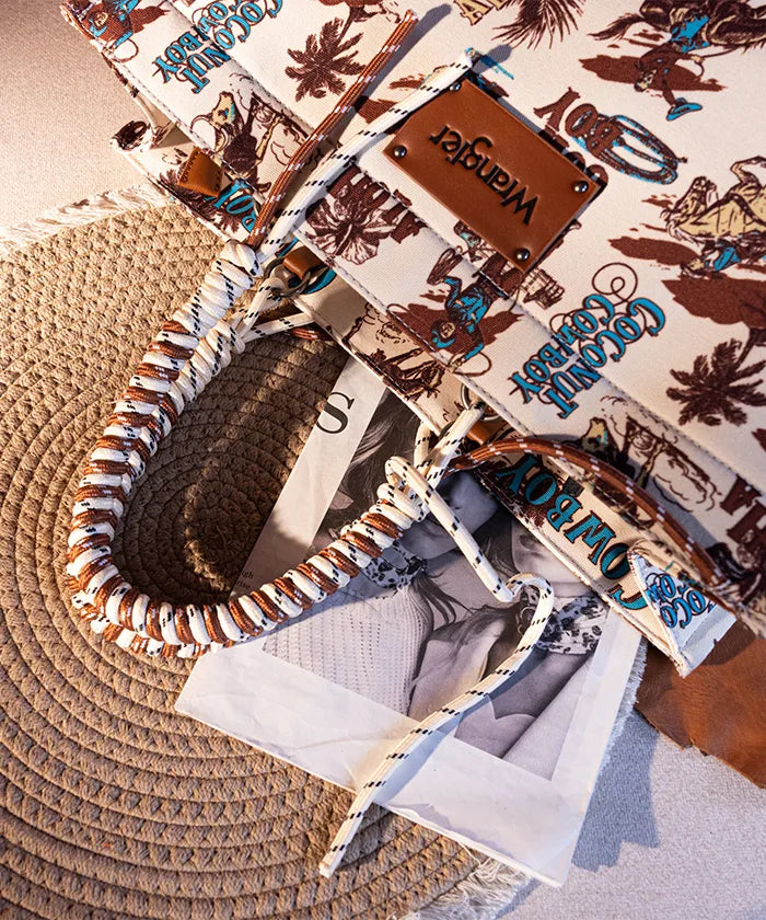 Wrangler Cowboy Print Tote Bag - Stylish Western Design for Women & Men - Perfect for Shopping, Travel & Outdoor Adventures