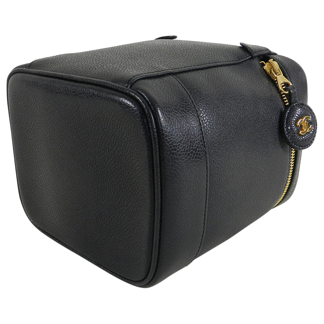 Vintage Chanel 1994 Caviar Leather CC Logo Vanity Travel Case Bag - Luxury Cosmetic Organizer for Travel, Parties & Special Occasions