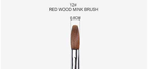 Professional Kolinsky Acrylic Nail Brush - Red Wooden Handle Salon Brush for Acrylic Nails (Size 12#) - Perfect for Nail Art, Extensions & Salon Manicures