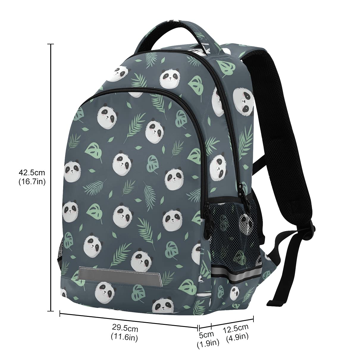 Cute Panda Plant Leaves Laptop Backpack with Chest Strap - Lightweight School Backpack for Boys & Girls, Durable Travel Hiking Rucksack for College, Work & Outdoor Adventures