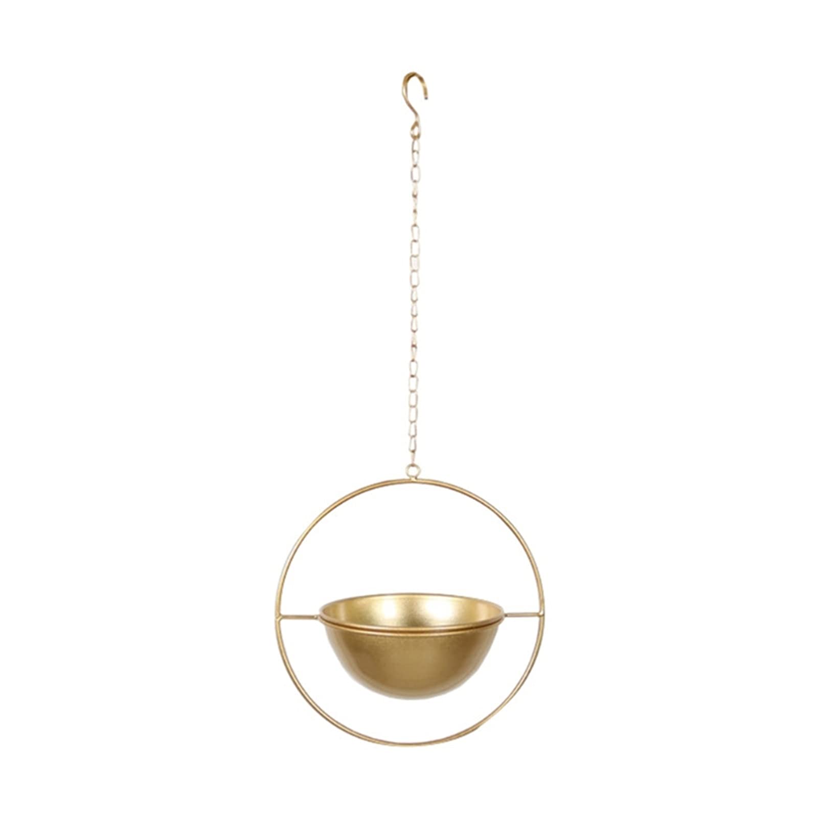 liushop Gold Metal Hanging Flower Pots with Chain - Wall/Ceiling Mounted Planters Basket for Indoor/Outdoor Plants - Perfect for Garden, Balcony, Patio & Home Decoration