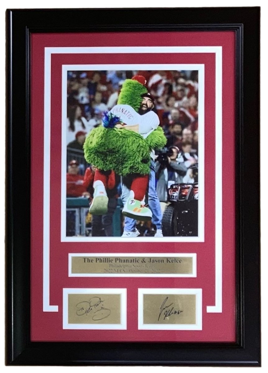 Jason Kelce Framed 8x10 Phanatic Hug Photo with Laser Engraved Signatures - Perfect for Eagles Fans, Sports Memorabilia Collectors, and Philadelphia Decor