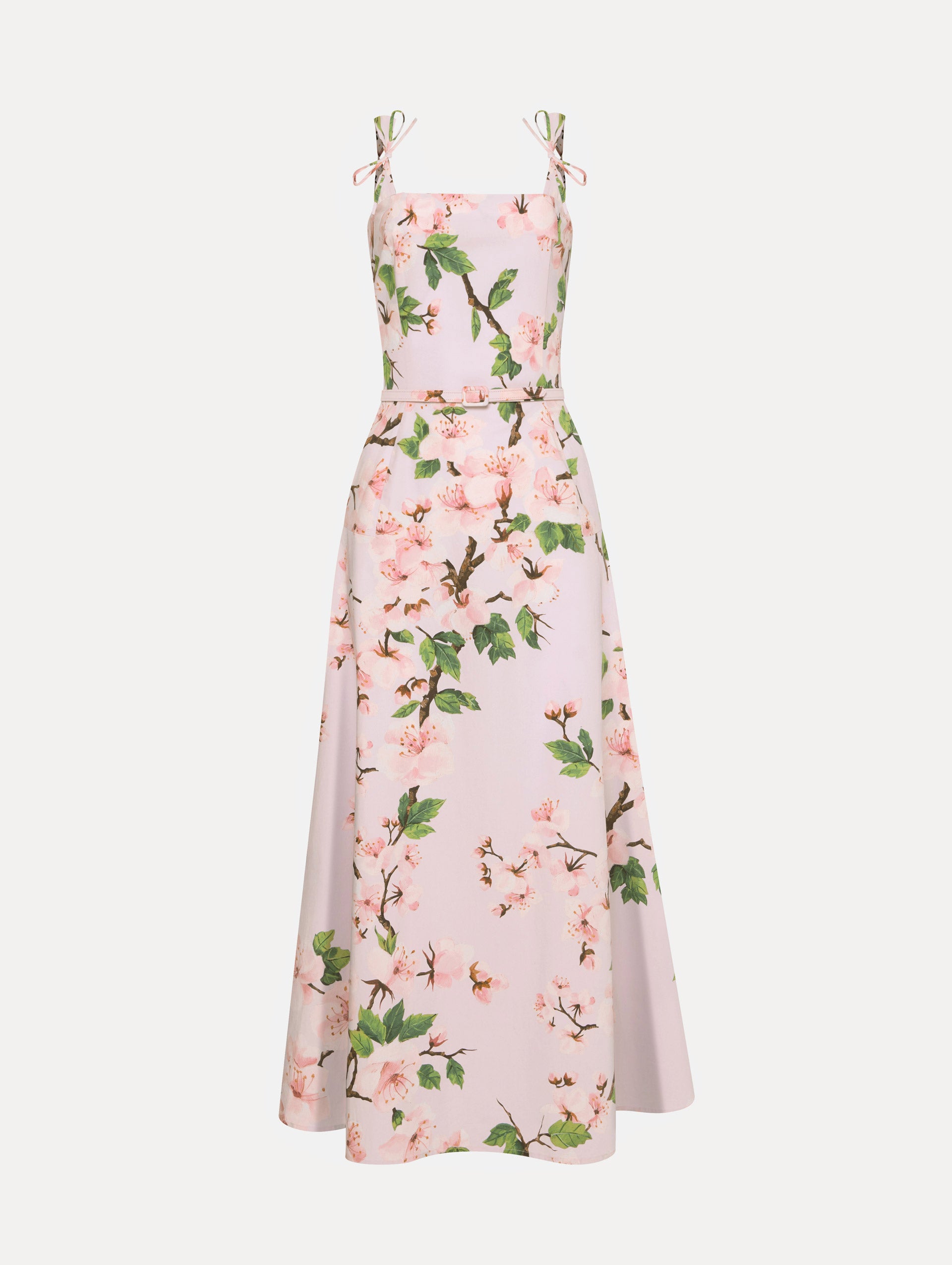 Cherry Blossom Floral Print Cotton Poplin Dress - Lightweight Summer Dress for Women, Perfect for Beach, Garden Parties & Casual Outings