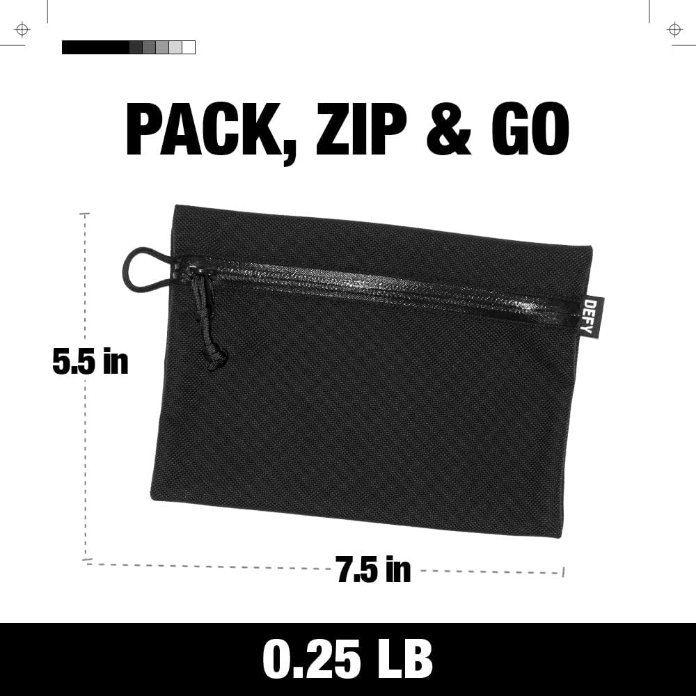 DEFY Project Ballistic Travel Pouch - Lightweight Nylon Organizer for Tech Accessories & Travel Essentials | Water-Resistant Tech Wallet Pouch (Medium, Black) | Perfect for Business Trips, Camping & Daily Commute