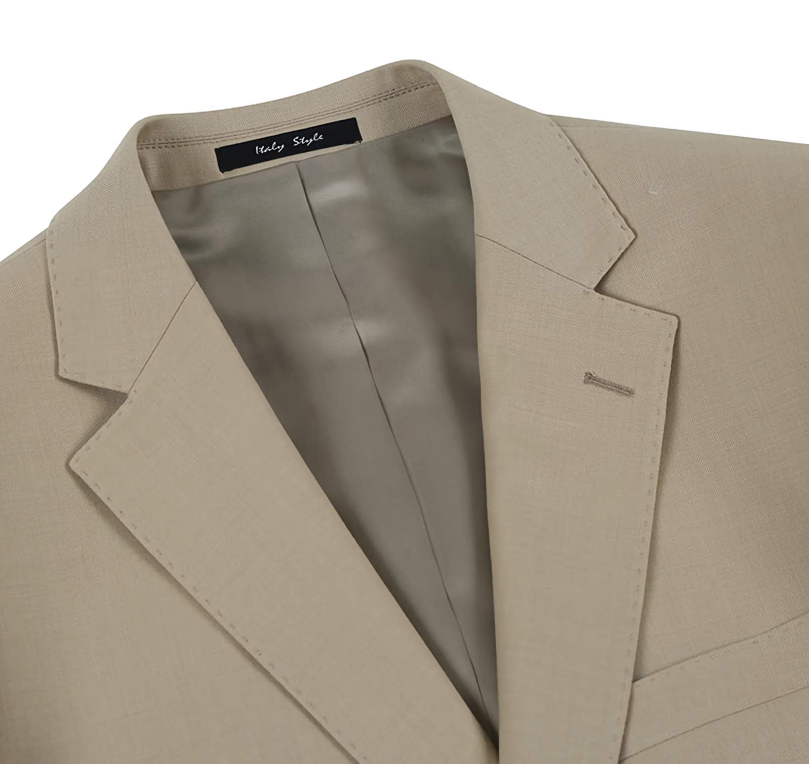 Premium Virgin Wool Regular Fit Pick Stitch 2-Piece Suit - 2-Button Beige Business Suit for Men | Perfect for Weddings, Office & Formal Events