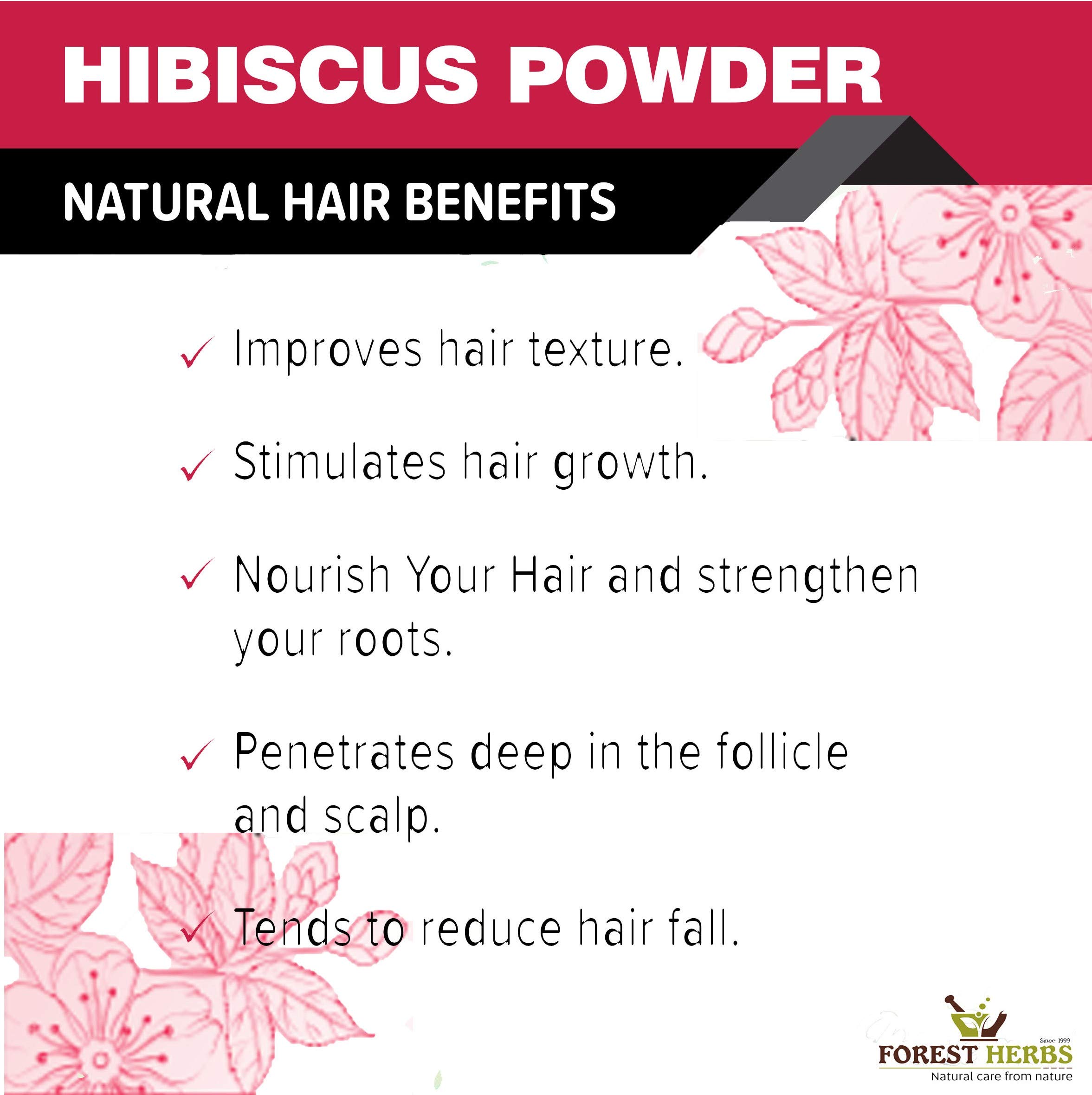 THE FOREST HERBS Pure Hibiscus Flower Powder 200G - Natural Hair & Skin Care for DIY Hair Masks, Hair Oil & Face Packs | Organic Plant-Based Beauty Solution for Healthy Hair Growth & Glowing Skin