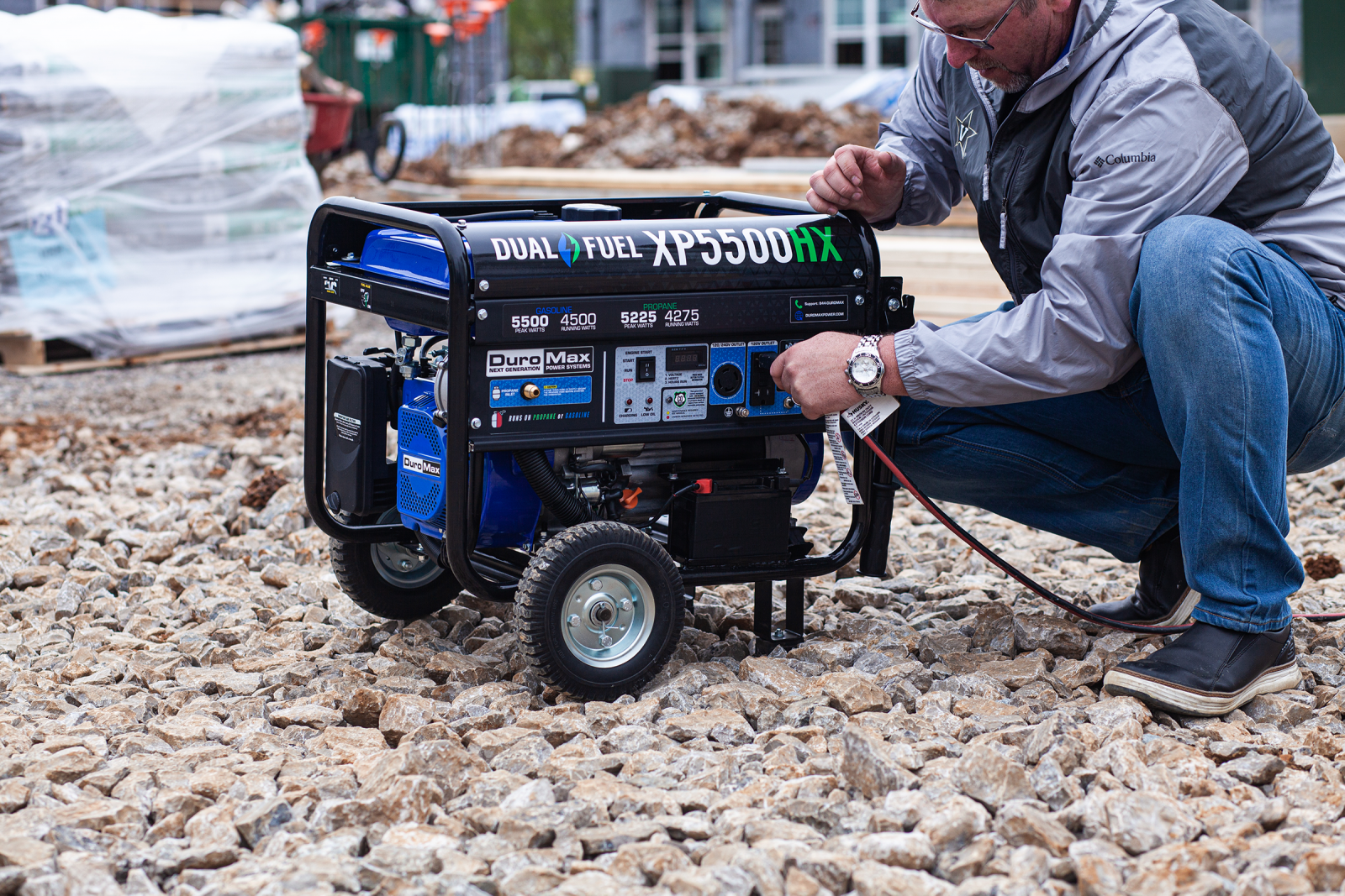 5500W Dual Fuel Portable Generator with CO Alert - Gas & Propane Powered for Camping, RV, Home Backup & Emergency Power