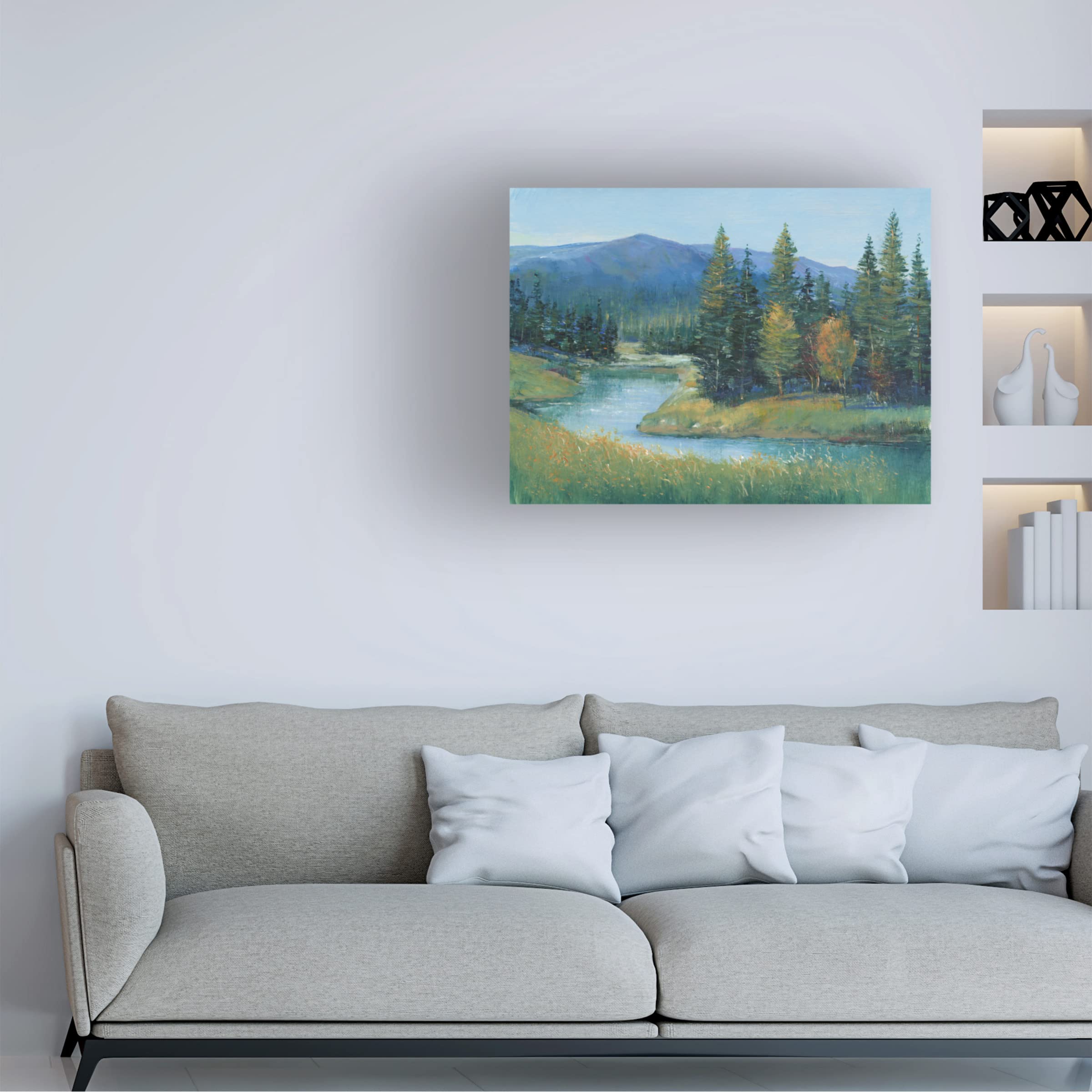 Trademark Fine Art 'Trout Stream II' Canvas Wall Art by Tim OToole - Nature Landscape Painting for Living Room, Bedroom & Office Decor