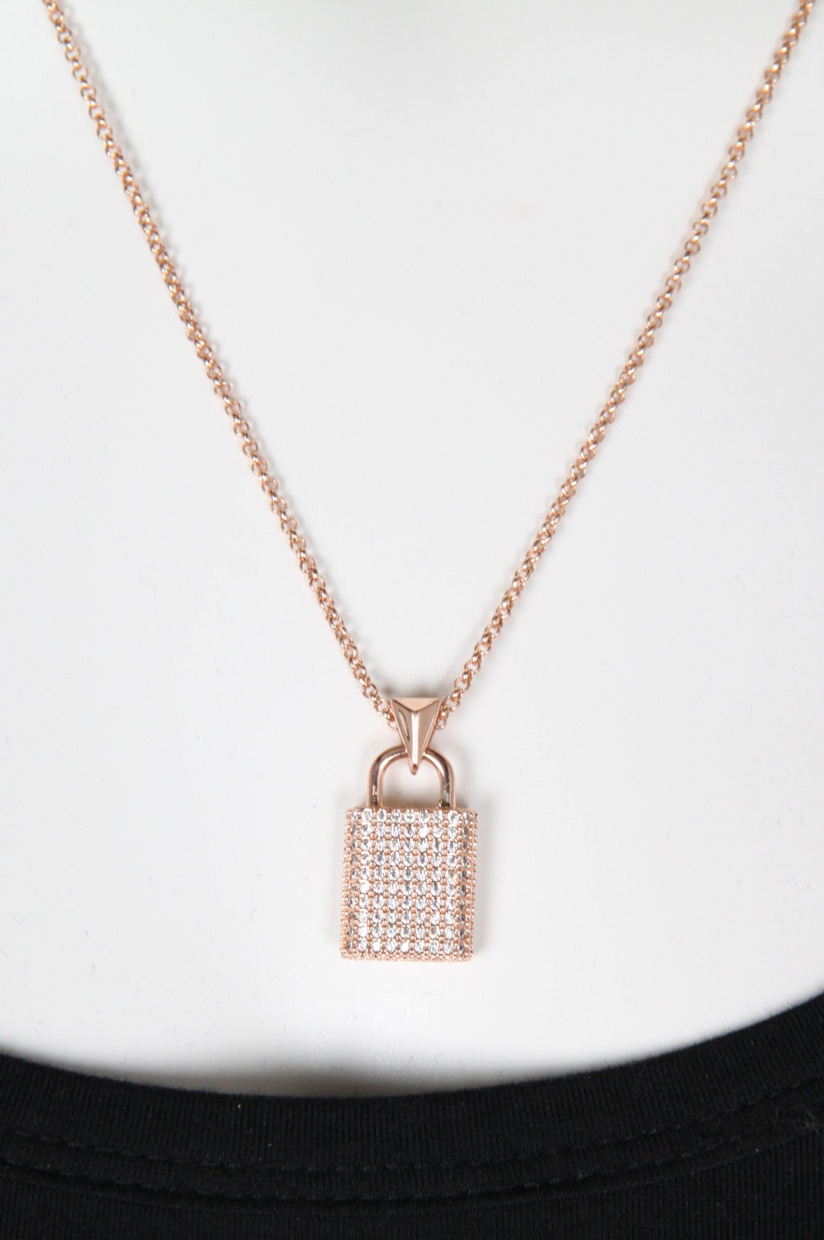 Rose Gold Pave Padlock Pendant Necklace - Elegant Jewelry Gift for Women, Perfect for Valentine's Day, Anniversary & Special Occasions