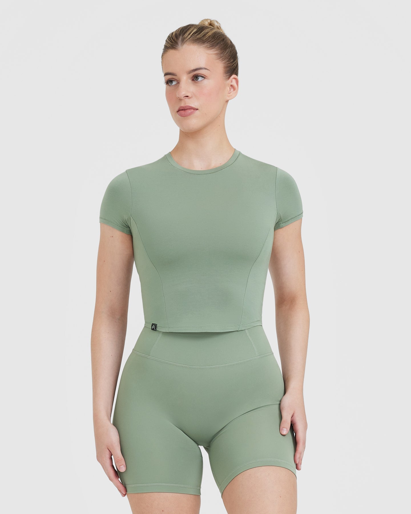 Mellow™ Soft Mid Short Sleeve T-Shirt for Women | Comfortable Sage Green Casual Tee | Perfect for Everyday Wear, Weekend Outings & Layering