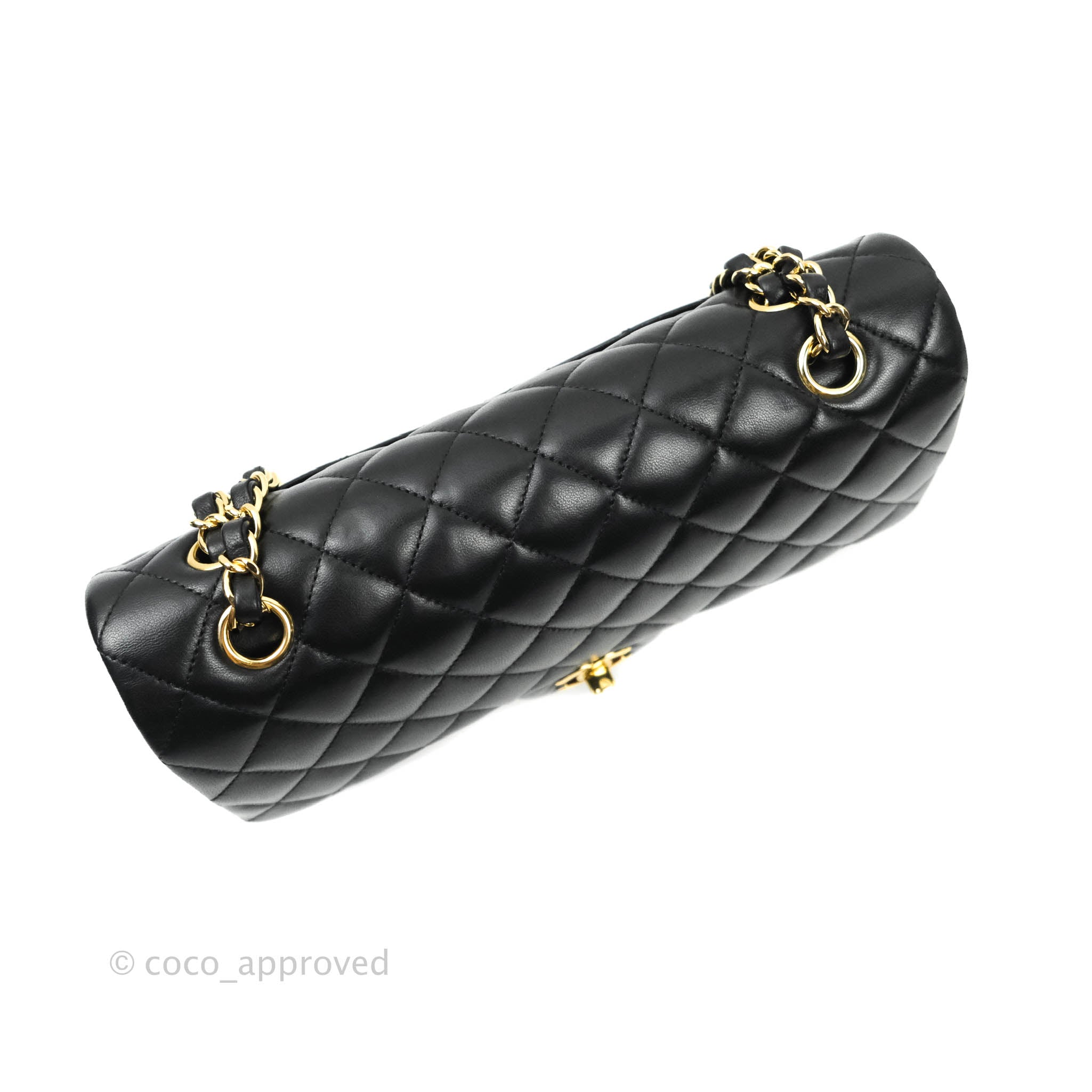 Chanel Classic Medium Double Flap Bag Black Lambskin Leather with Gold Hardware - Luxury Handbag for Women, Perfect for Evening Events & Special Occasions