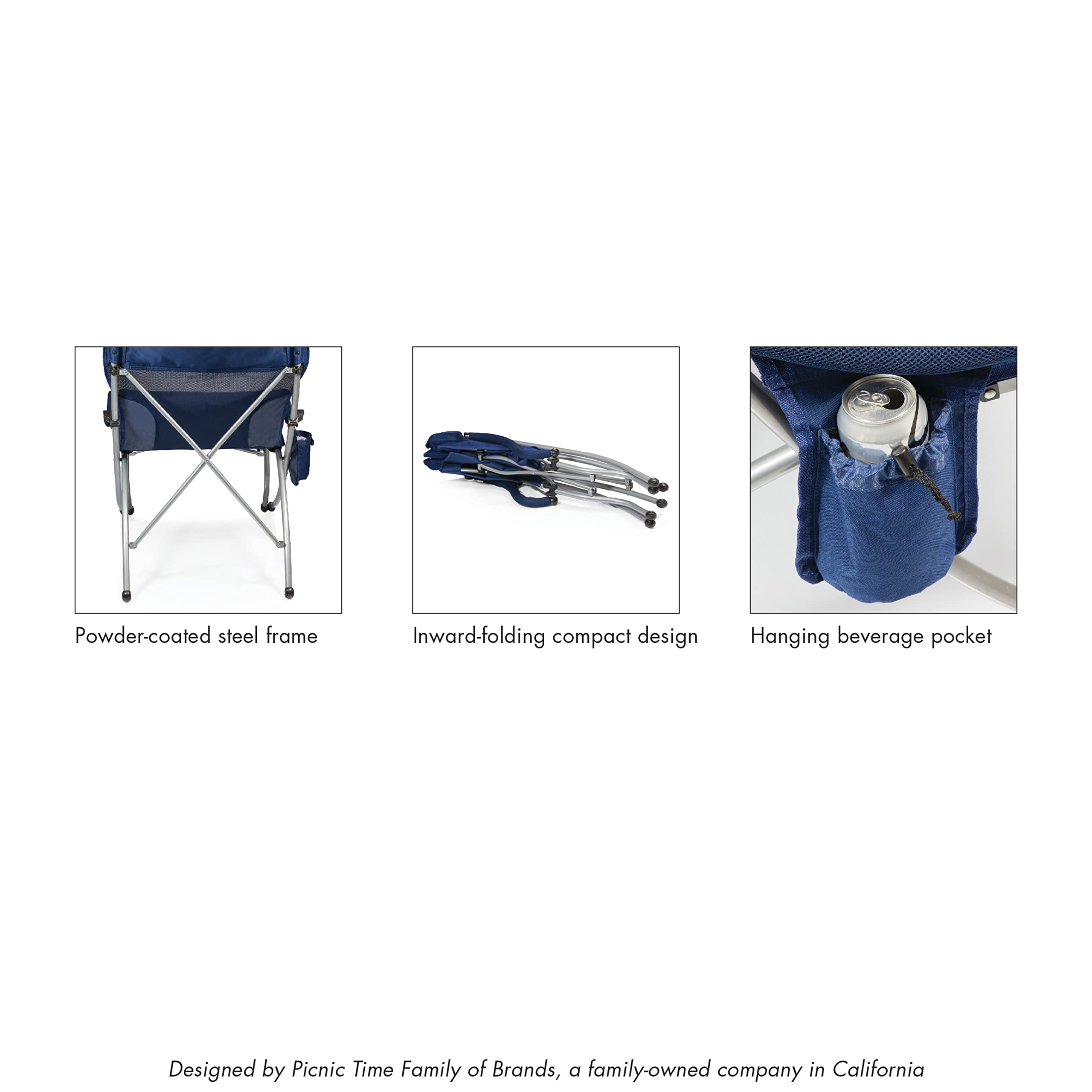PICNIC TIME NFL PT-XL Heavy Duty Camping Chair - Extra Large Beach Chair with 400 lb Capacity - Perfect for Outdoor Sports, Tailgating, Beach Trips & Backyard Relaxation