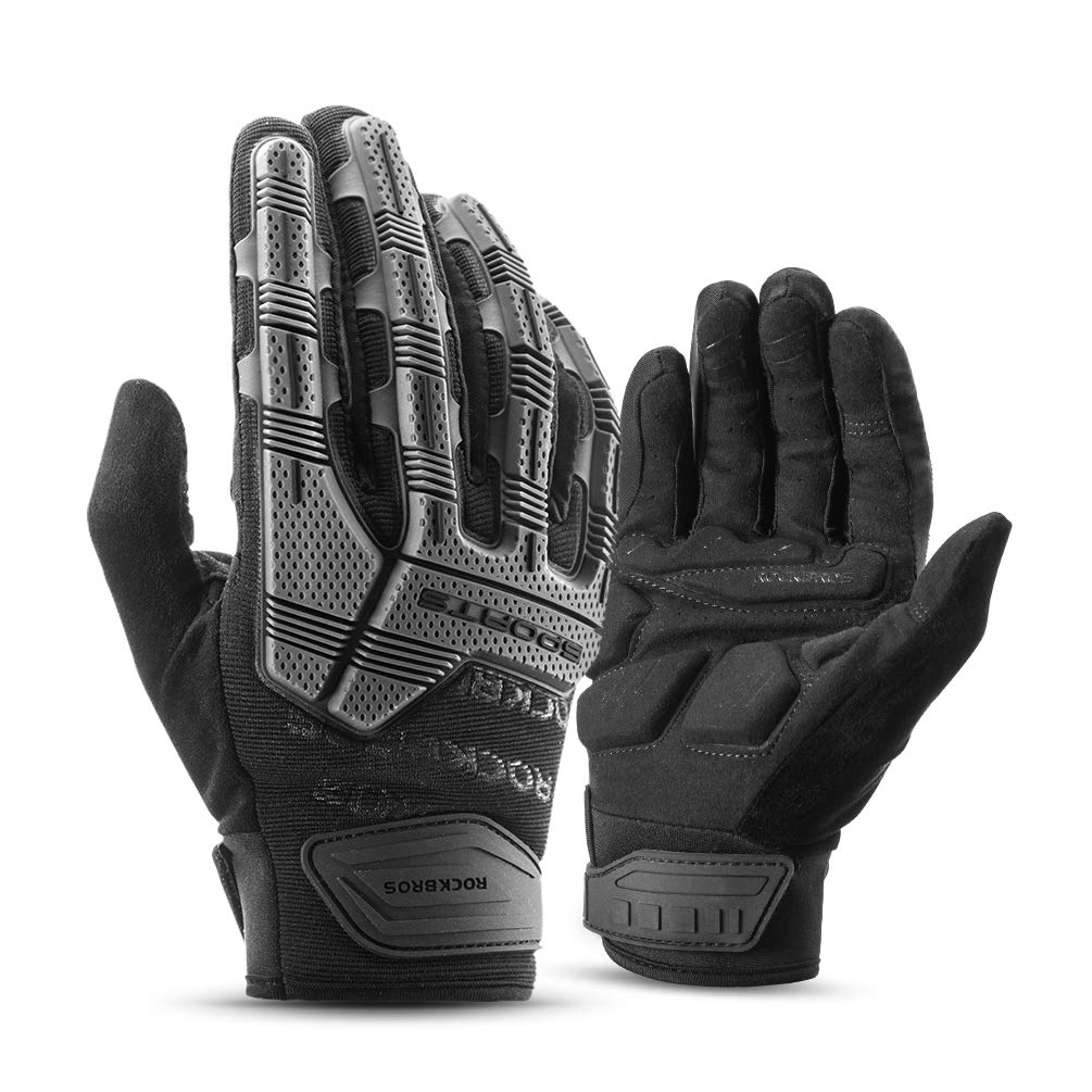 ROCKBROS Motorcycle & Mountain Bike Gloves - Full Finger Touchscreen Outdoor Gloves for Men - Riding, Cycling & Adventure Sports Protection