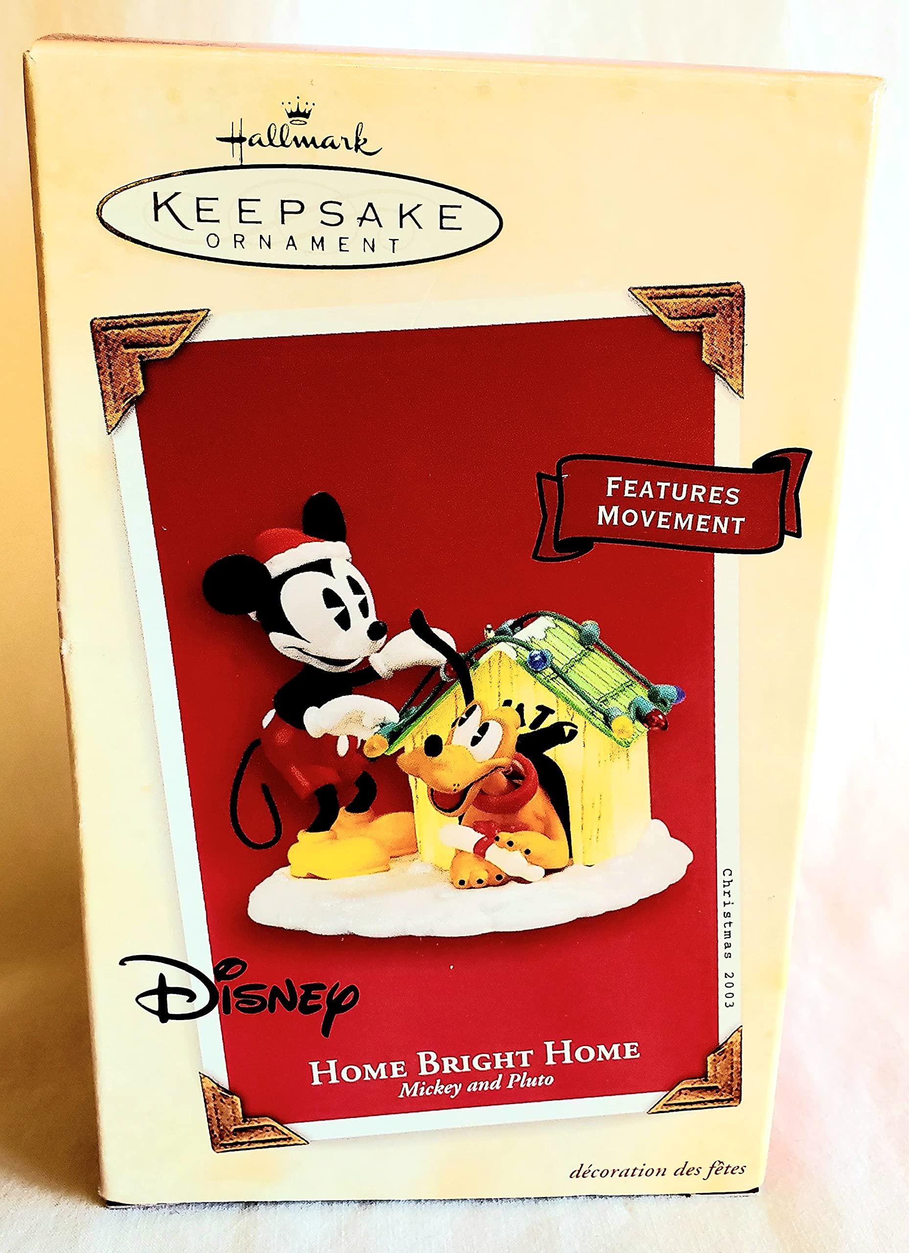 Hallmark QXD2509 Home Bright Home Mickey and Pluto 2003 Keepsake Ornament - Disney Christmas Tree Decor for Collectors & Disney Fans - Perfect for Holiday Decorations, Gift Giving & Memory Keeping