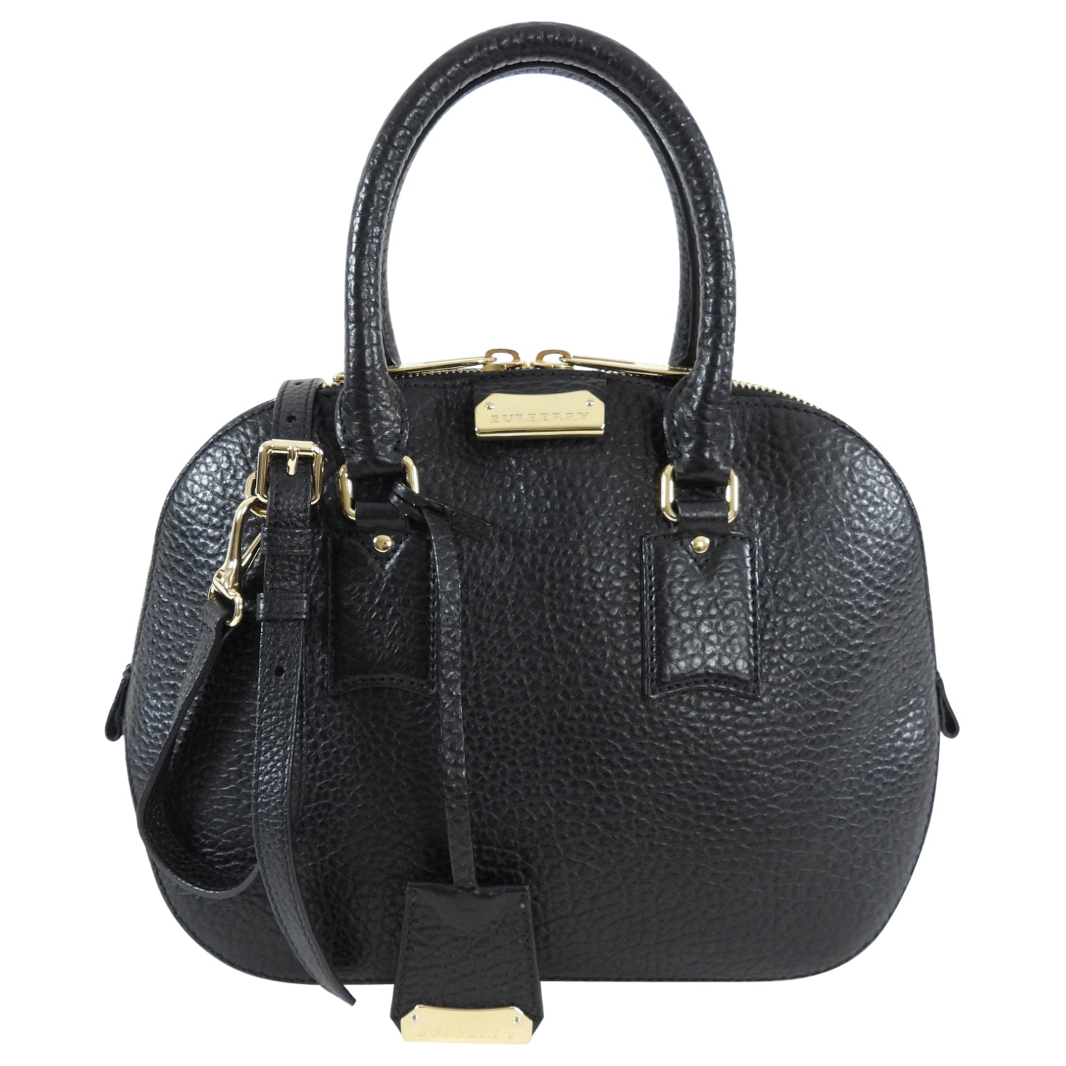 Burberry Black Grained Leather Orchard Two-Way Handbag | Crossbody & Shoulder Bag for Women | Perfect for Work, Travel & Everyday Use