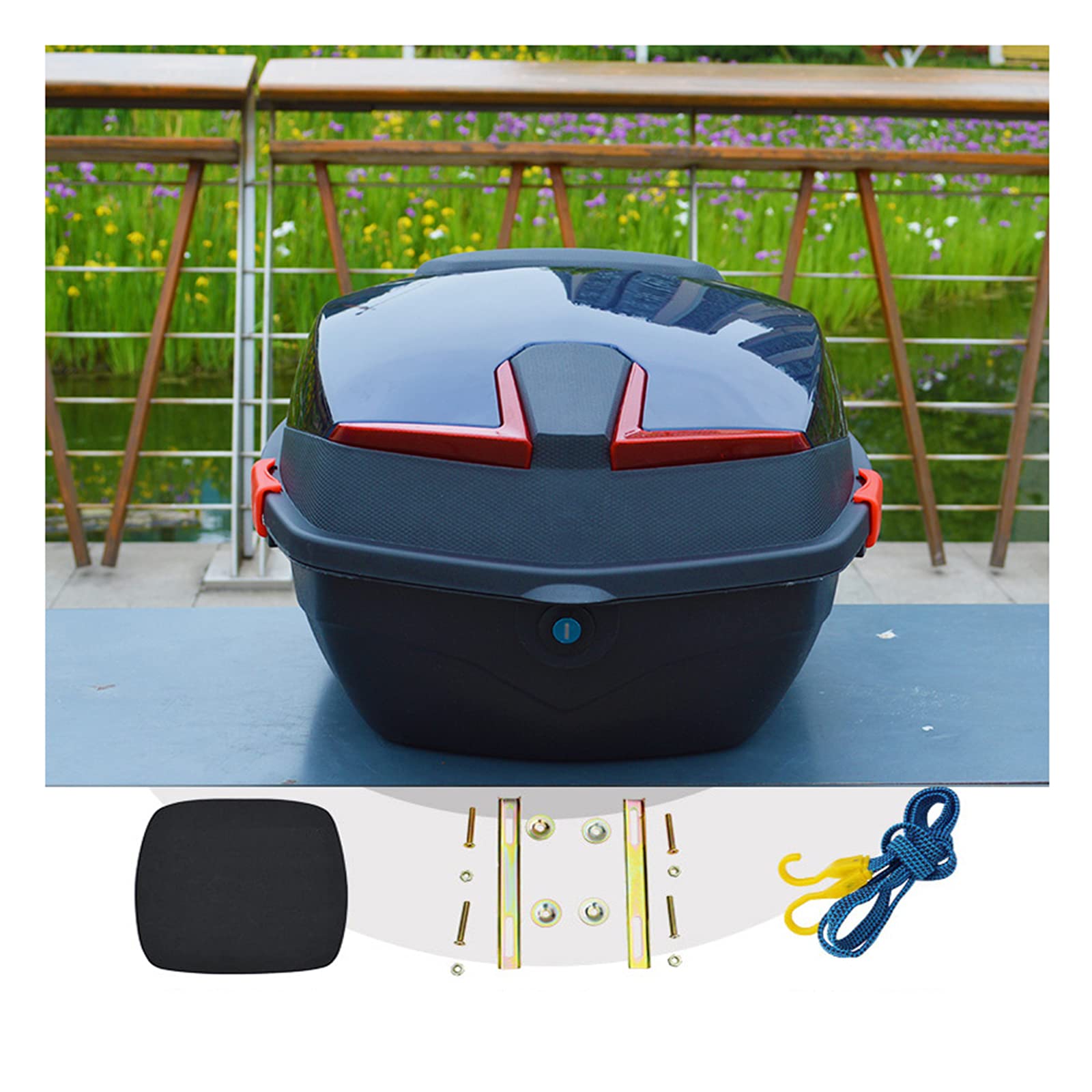 Universal Motorcycle Top Box - Dark Blue Luggage Case for Touring & Commuting