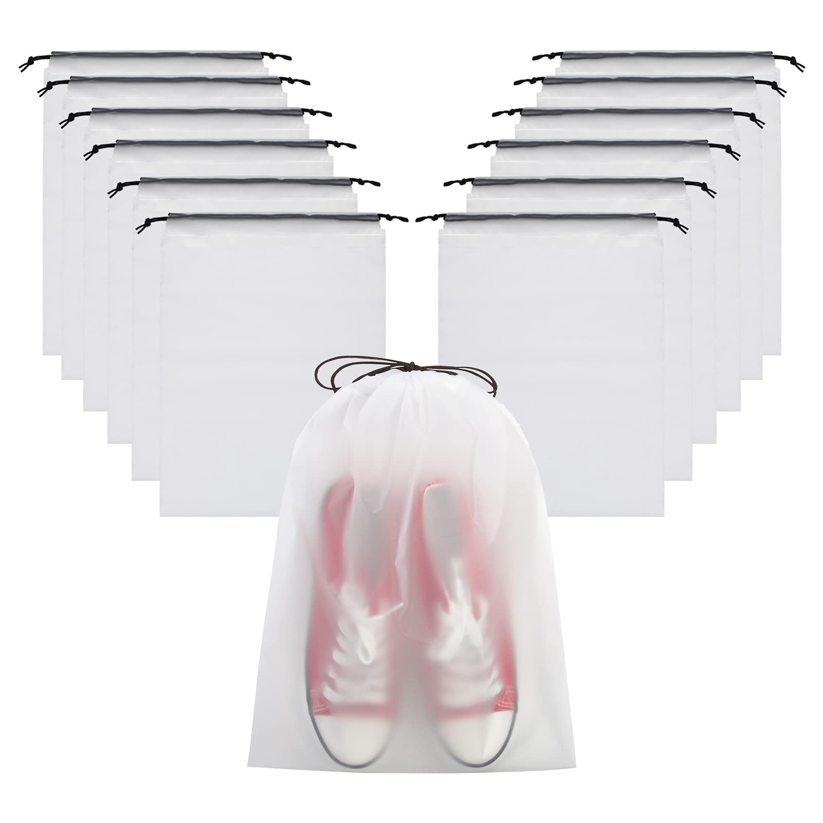 Vorspack 13-Pack Clear Shoe Bags for Travel - Large Transparent Shoe Organizers with Drawstring for Men & Women - Perfect for Gym, Airplane & Closet Storage