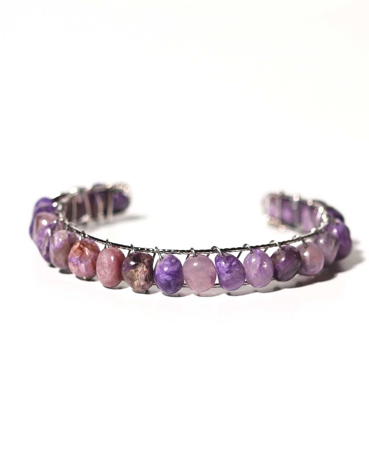Natural Charoite Stone Bangle Bracelet for Women | Healing Crystal Jewelry for Stress Relief & Positive Energy | Perfect for Meditation, Yoga & Spiritual Gifts